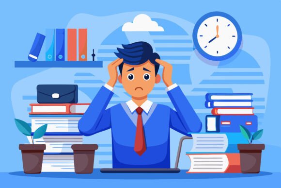Employee in Horror and Panic: Creative Illustration Guide