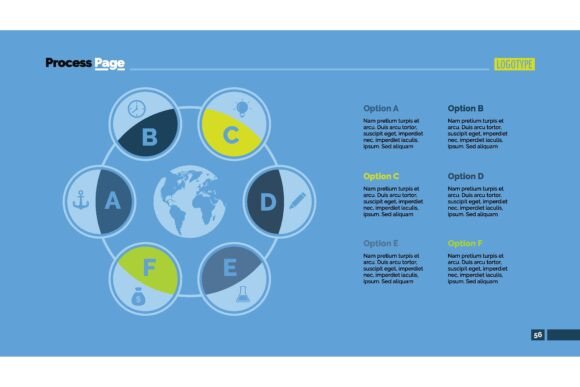Finding Direction with Six Options Around World Map Process Cha