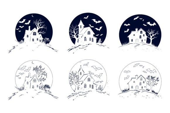 Halloween Spooky Ghost Haunted House Vector Art