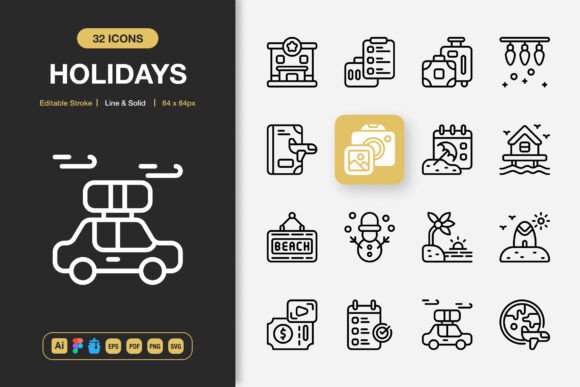 Holidays Icons and High-Quality Icon Sets: Transform Your Creative Projects with Minimalist Design