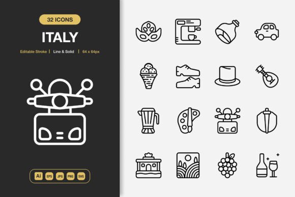 Italy Icons: Clean Minimalist Icons for Any Project