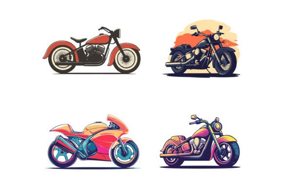 Motorbike Illustration Set: Versatile AI EPS Graphics