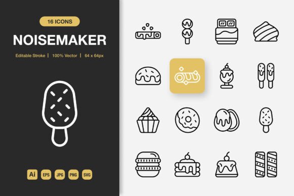Noisemaker Outline Icons: Clean, Versatile Vector Assets