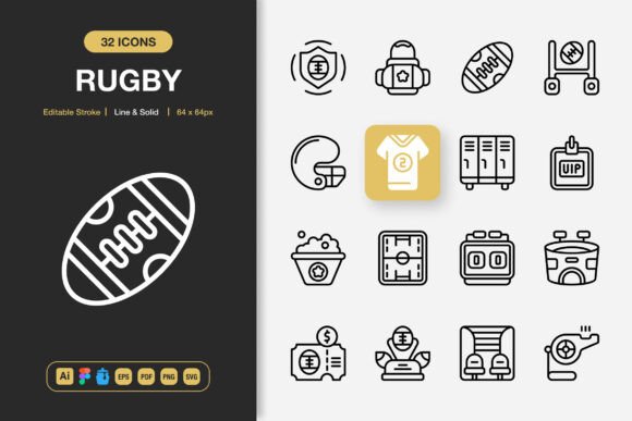 Rugby Icons: A Practical Collection of Editable Sports Graphics