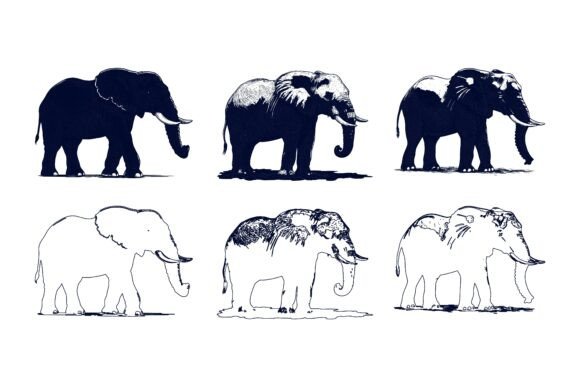 Set of Elephant: Versatile AI EPS Illustrations for Creative Work