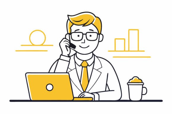 Support Service Operator at Work: Professional Vector Art