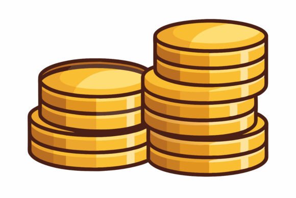 Watercolor Stack of Golden Coins